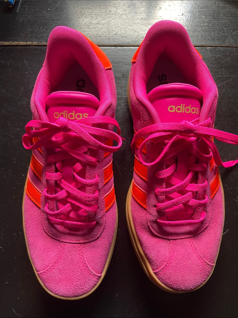 adidas VL Court Bright Pink Sneakers with Orange Stripes